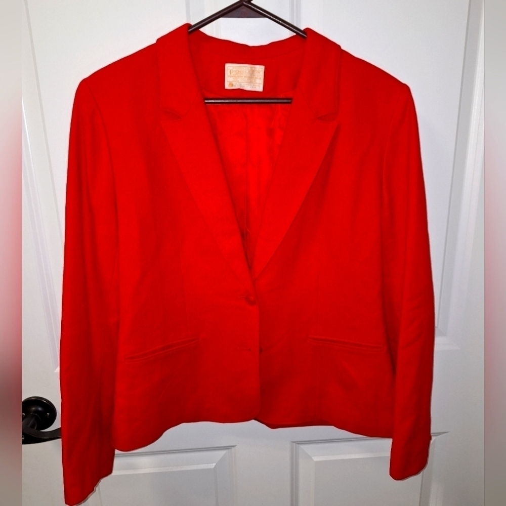 A vintage Pendleton 100% virgin wool red blazer in a ladies' size .Pre-loved